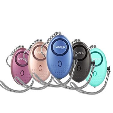Imagem de Alarme pessoal para mulheres, chaveiro de alarme de segurança de emergência de 140DB com luz LED para mulheres crianças e idosos, Black/Blue/Purple/Rose Gold/Light Green