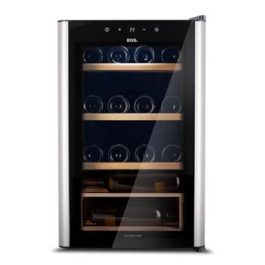 Imagem de Adega Climatizada 22 Garrafas Eos Premium com Porta de Vidro e Inox Prateleira de Madeira com Compressor Eac24im 220v