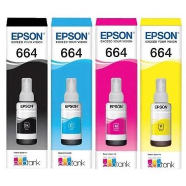 Imagem de Kit 4 cores refil de tinta original epson t664 70ml cada