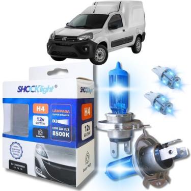 Imagem de Kit par lâmpadas super branca conector h4 8500k shocklight + par leds 