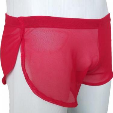 Imagem de Cueca Com Abertura Lateral Ultra Fina Transparente Vermelho Sexlord