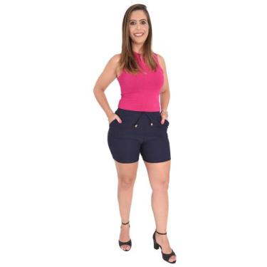 Imagem de Bermuda Feminina Básica Casual Com Bolso Elastano - Lori Modas, Marinh