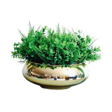 Imagem de Arranjo Buque de Folhagem Artificial no Vaso Dourado G Elisi - La Caza