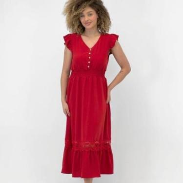 Imagem de Vestido Facinelli Midi Manga Curta em Tecido Feminino-Feminino