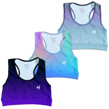 Imagem de Kit 3 Cropped Academia Feminino Fitness Top Treino Confortável Estampa