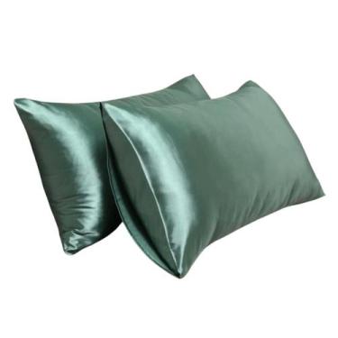 Imagem de Kit 02 Fronhas Cetim 70cm x 50cm Anti Frizz - Verde Esmeralda - Tuca C