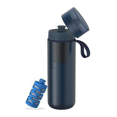 Imagem de PHILIPS Garrafa de água Water GoZero Active livre de BPA com filtro de água da torneira fitness, garrafa de água esportiva, leve, 680 g com filtro de fitness, azul