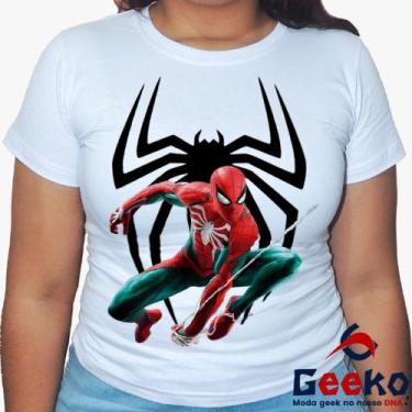 Imagem de Baby Look Homem Aranha 100% Algodão - Blusa Feminina Homem-Aranha -  S