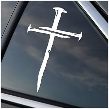 Imagem de Adesivo de vinil com design de cruz Stick'emAll - Branco