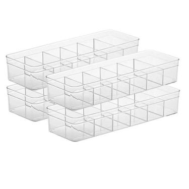 Imagem de Kit 4 Organizadores Armários Acrílico 6 Divisórias Cozinha Closet Quar