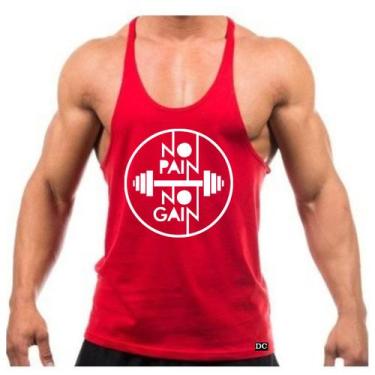 Imagem de Regata Cavada Masculina Estilo Nadador Estampada No Pain No Gain - Mar