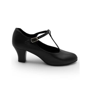 Imagem de Capezio Sapato Oxford feminino Jr. Footlight com tira em T, Preto, 6 Wide