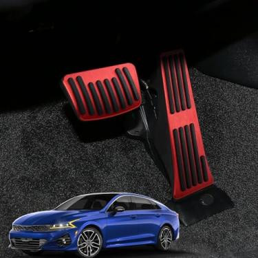 Imagem de ANFOKAS Para Hyundai Tucson Palisade Sonata Santa, para Kia K5 Sportage Sorento Stinger Telluride Cadenza Carnival Optima Acessórios Capa de Pedal Freio e Pedal Acelerador - Vermelho