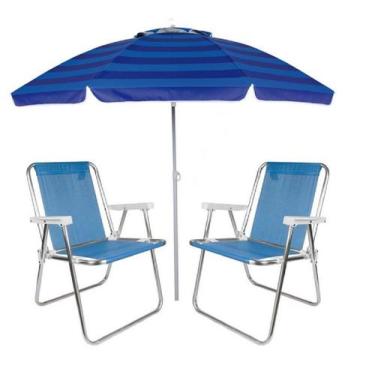 Imagem de Cadeira Alta 2uni + Guarda sol Grande 2,40m kit Praia - MOR