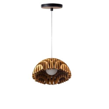 Imagem de Lustre Pendente em Madeira c/ Globo de Vidro - DOMUS