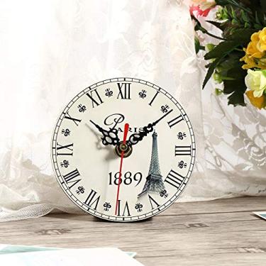 Imagem de Relógio de Parede de Madeira Com Design retrô, 7 Tipos de Relógio de Parede Antigo Criativo Estilo Vintage Relógios Redondos para Decoração de Escritório Doméstico Sala de Estar