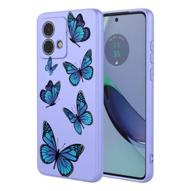 Imagem de HTXWXJC Capa de telefone para Moto G84, Motorola G84 XT2347 capa à prova de choque flexível bumper TPU capa macia padrão borboleta capa de telefone para Motorola Moto G84 borboleta roxa