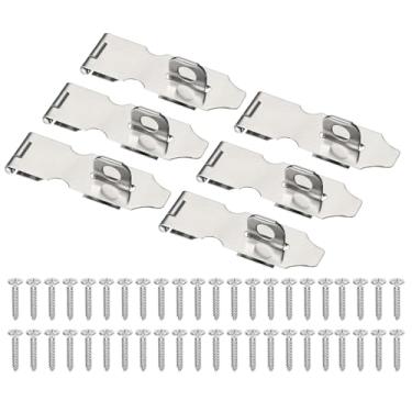 Imagem de PATIKIL Trava de ferrolho de porta de 2,9 polegadas, 6 peças de aço inoxidável com fecho de ferrolho de segurança com parafusos para armários de portão de porta, prata