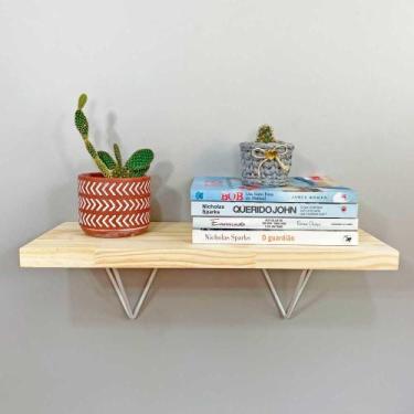 Imagem de Prateleira de Parede de Ferro e Madeira Industrial Pirâmide 60cm Natur