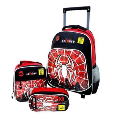 Imagem de Kit Escolar Spider Carrinho Lancheira Estojo Jogo DL1497 - ello