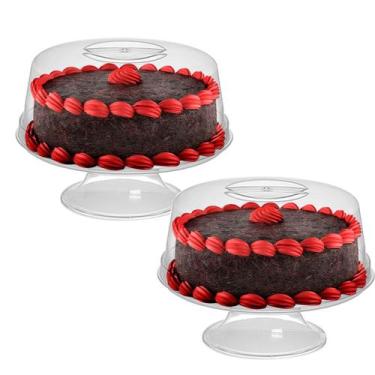 Imagem de Kit Com 2 Porta Bolos Boleiras Acrílico Com Pedestal Pequeno - 3T