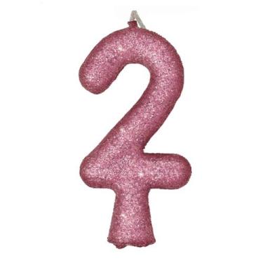 Imagem de Vela de Aniversário Puro Glitter Rosa - Festcolor, 2