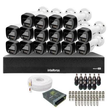 Imagem de Kit 16 Câmeras Intelbras 1120b Full Color, Dvr 16ch Mhdx 1016c Sem Hd