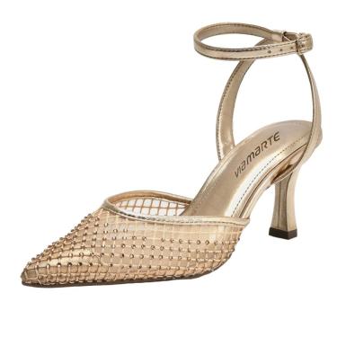 Imagem de Sapato Scarpin Telinha Salto Fino Cravejado Via Marte