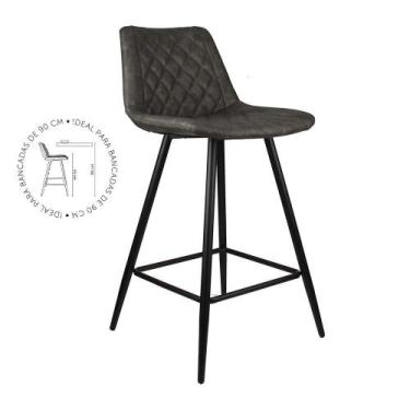 Imagem de Banqueta De Cozinha Baixa Petrópolis Pu Rivatti Cinza