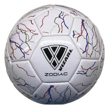 Imagem de Vizari Bola de futebol Zodiac para crianças, jovens e adultos – Tamanho 4, branca | Bexiga de borracha para retenção de ar e forma superiores | Perfeita para treinamento ao ar livre, brincadeiras