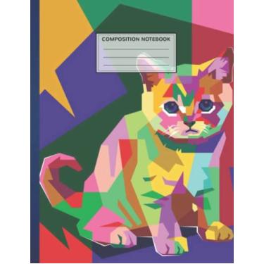 Imagem de Composition Notebook: Funny Colorful Cat 8.5 x 11 Inches, 110 Pages Composition Notebook, Christmas Notebook, Christmas Journal, Unique Gift, Pretty Notebook, One Of A Kind Journal