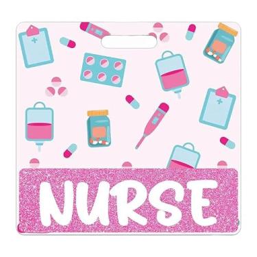 Imagem de Amigo de crachá rosa horizontal com impressão médica para enfermeiras e porta-identidade para enfermeiras, hospitais, médicos e funcionários de escritório