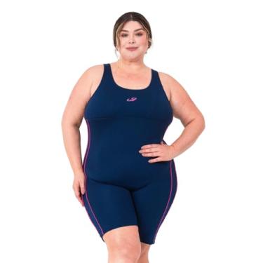 Imagem de Macaquinho Plus Size Helanca Com Viés para Natação e Hidro, Feminino, Hammerhead, Marinho/Pink, Tam 52
