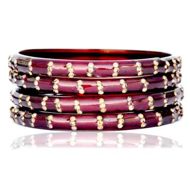 Imagem de JD'Z COLLECTION Conjunto de pulseiras indianas para mulheres, pulseiras Kada, tradicionais, Bollywood, roupas de casamento, conjunto de 4, Vidro, não aplicar