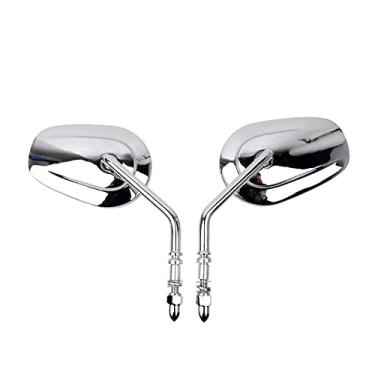 Imagem de Minho Espelho retrovisor de motocicleta HD adequado para Harley Sportster/Dyna Glide/Softail/Road King/Electra Glide 1982-2023, 1 par prata