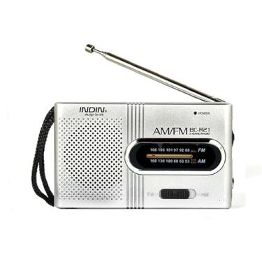 Imagem de INDIN Rádio de bolso AM/FM, operado por bateria, com alto-falante alto, conector de fone de ouvido, operação com bateria 2AA – perfeito para uso interno, externo e de emergência, ideal para presente
