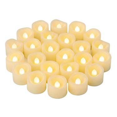 Imagem de CANDLE IDEA 24 peças de velas votivas de plástico cintilantes LED sem chamas a granel operadas por pilha/cintilação elétrica, pequenas velas falsas brilhantes para decorações de lanternas de Natal de