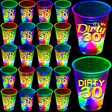 Imagem de Pacote com 40 suprimentos de festa de aniversário brilhosos, 30 copos sujos, copos brilhantes, lembrancinha de evento noturno para 30 anos, decorações de aniversário (Dirty & It My Dirty 30) Copos