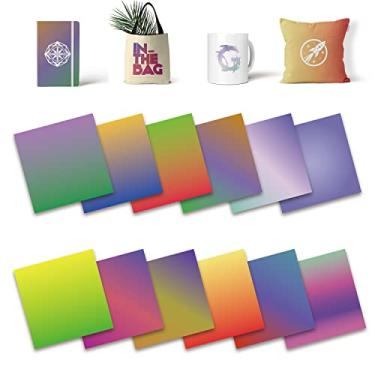 Imagem de Lucky Goddness Folhas de transferência de cor Ombre, 12 peças de papel de sublimação pré-impresso de cores sólidas simples de 30,5 cm x 30,5 cm para caneca de prensa térmica, camisetas DIY,