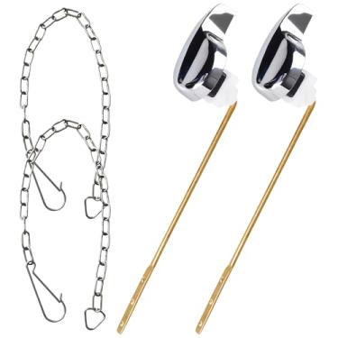 Imagem de Casbomy Alavanca de vaso sanitário de substituição universal com 2 peças com correntes de aço inoxidável, kit de reparo de vaso sanitário, alavanca de descarga de vaso sanitário escovado