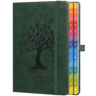 Imagem de ZXHQ Livro de endereços com abas alfabéticas coloridas (21,3 cm x 14,7 cm) - Livros de endereços para idosos capa dura telefone e organizador de contato, com espaço para senhas importantes do site
