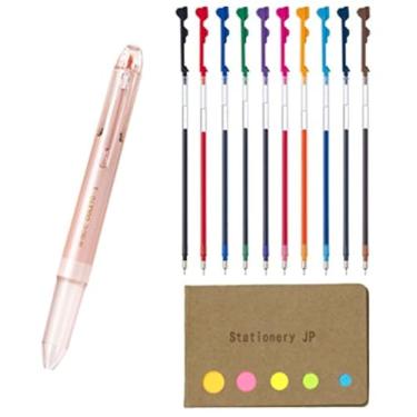 Imagem de (0,3mm, Rosa Perl) - Piloto Hi-tec-c Coleto 5 Cor Multi Pen Body Component, Perola Rosa, Aderencia de Borracha, 0,3 mm 10 Recargas de tinta de cor, Conjunto de Valor de Notas Pegajosas