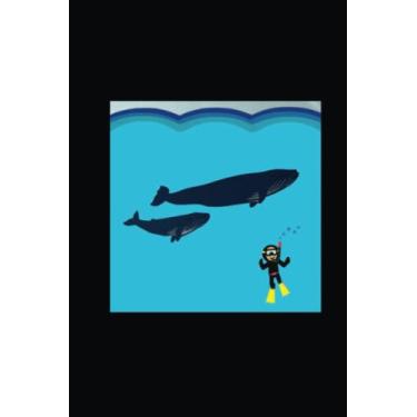 Imagem de BLUE WHALE AND DIVER Notebook: GRAPH paper, 120 page 6”x9” drafting quad ruled grid composition 4x4 squares per inch, with POP ART cover for school, ... people who measure, draw to scale: Geniuses