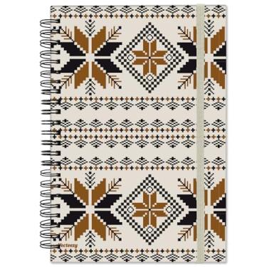 Imagem de Cabreche Caderno espiral, diário de capa dura, pautado largo, caderno espiral, tamanho A5 14 x 21 cm, papel grosso de 80 g/m², 60 folhas 120 páginas, para meninas, mulheres, estética escolar, fofo, boêmio, folha de bordo