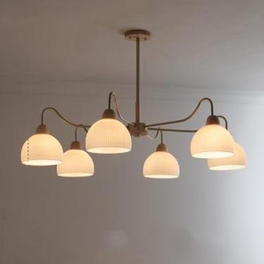 Imagem de DKRCPFNT Lustre Sputnik de vidro redondo delicado moderno ajustável E26 luz pendente vintage metal dourado para cozinha ilha sala de jantar pia bar