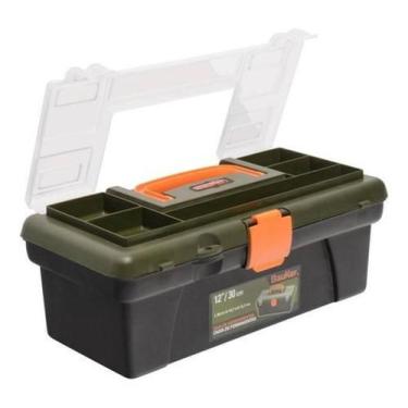 Imagem de Caixa Ferramentas Plástico Trava Metal - Preto - Bauker