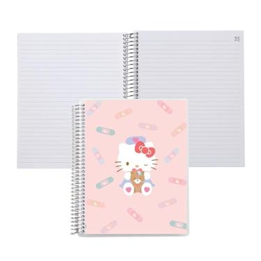 Imagem de Erin Condren Caderno espiral de cura Hello Kitty 19 x 23 cm, com papel de 36 kg, capa clássica Hello Kitty Healing, caderno forrado, bobina de platina