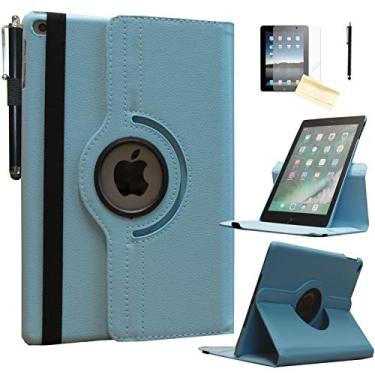 Imagem de JYtrend Capa inteligente para iPad 2ª/3ª/4ª geração com suporte para lápis, suporte giratório, capa magnética automática para despertar/hibernar para iPad 2/3/4 A1395 A1396 A1397 A1403 A1416 A1430 A1458 A1459 A1460 (azul)