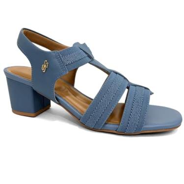 Imagem de Sandália Usaflex De Couro Salto Bloco Conforto Ma0505003 Azul Horizonte