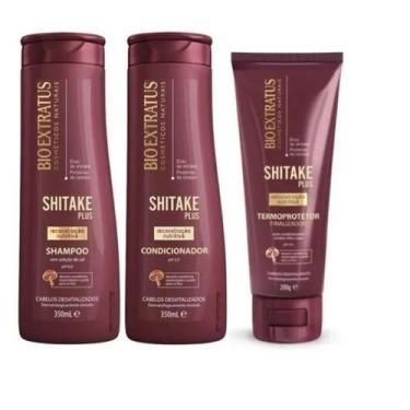Imagem de Kit Bio Extratus Shitake Plus Shampoo 350ml + Condicionador 350ml + Fi
